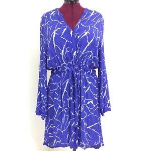 2XL MODCLOTH Blue and White Longsleeve Shirtdress